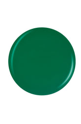 Glossy deep green button  color swatch sample lay in white color background